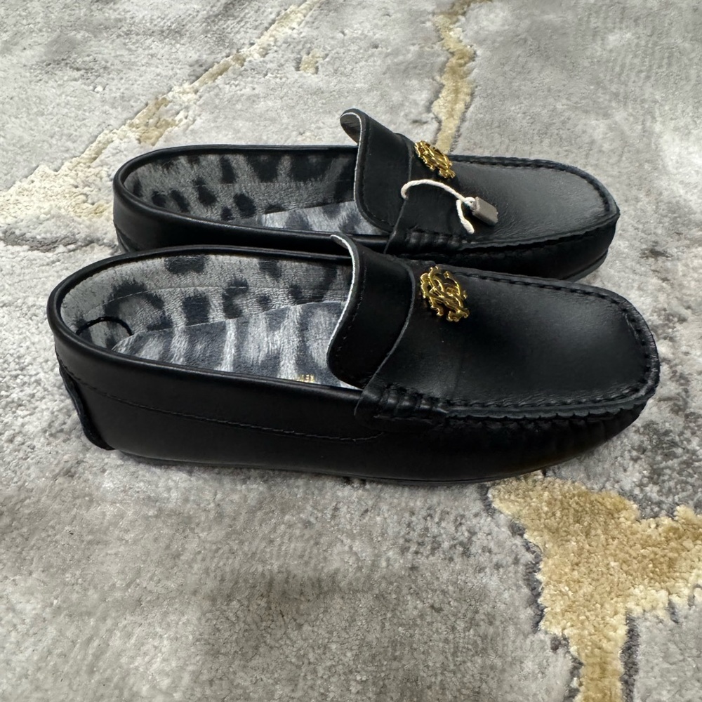 Roberto Cavalli Boys Black Leather Loafers – Size 29 (New in Box)